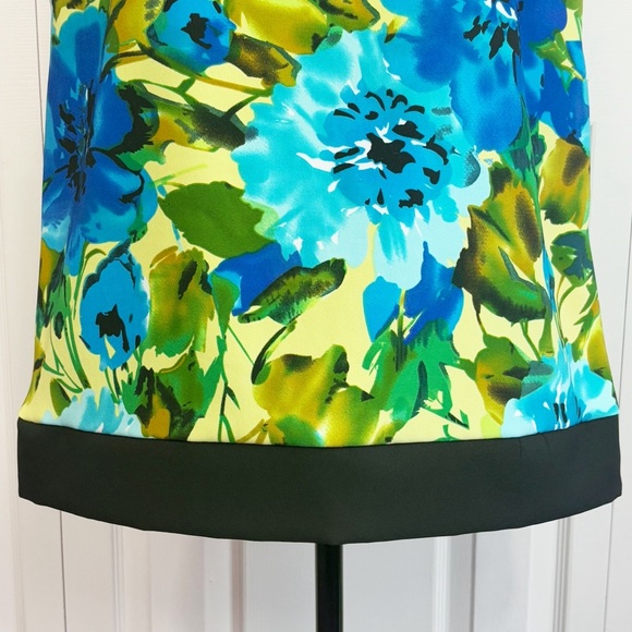 Perceptions Blue Floral Multi Sleeveless A-Line Dress w/ Pockets 14 - Picture 9 of 16